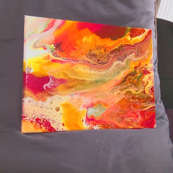 "Hot Spots" Original Abstract acrylic fluid art - Picture 2 of 4